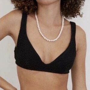 Donni. Black Waffle Bralette Size S 100% Cotton New NWOT